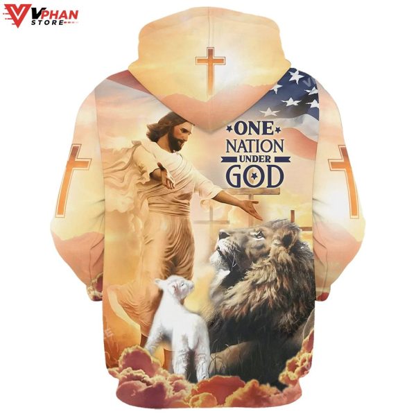 Jesus Lion Of Judah Lamb Of God One Nation Under God Hoodie