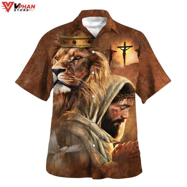 Jesus Lion Of Judah Tropical Outfit Christian Gift Ideas Hawaiian Shirt