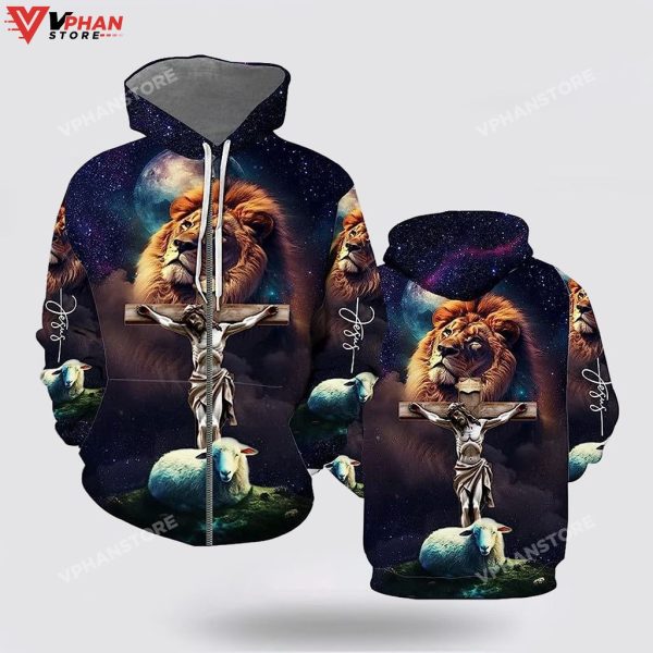 Jesus Lion Sheep Galaxy For Women Men 3d Hoodies