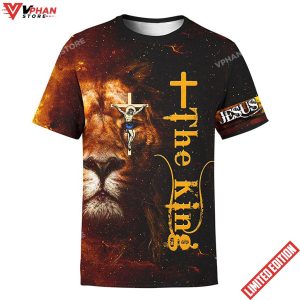 Jesus Lion The King Fire Christian 3D Shirt 1