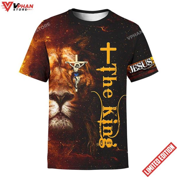 Jesus Lion The King Fire Christian 3D Shirt