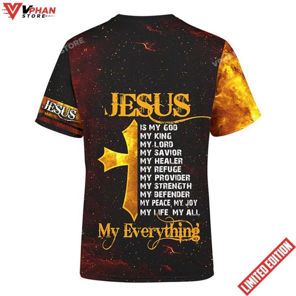 Jesus Lion The King Fire Christian 3D Shirt