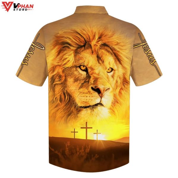 Jesus Lion Tropical Outfit Gifts For Christian Hawaiian Summer Shirt