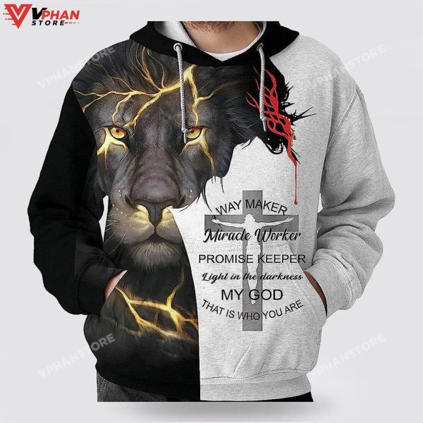 Jesus Lion Way Maker Miracle Worker 3d Hoodies For Women Men