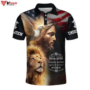 Jesus Lion Way Maker Miracle Worker Promise Christian Polo Shirt Shorts 1