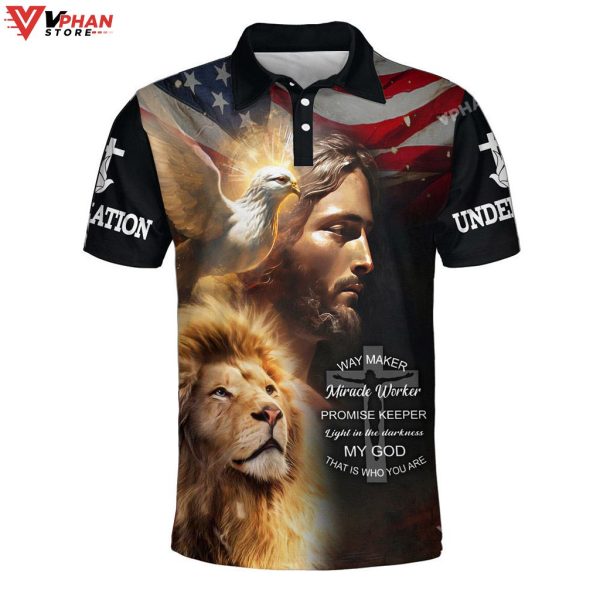 Jesus Lion Way Maker Miracle Worker Promise Christian Polo Shirt & Shorts