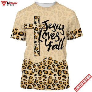 Jesus Love Yall Leopard Print 3D All Over Printed Shirt 1