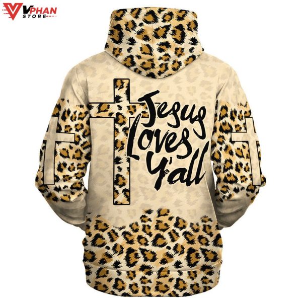 Jesus Loves Yall Cross Leopard Skin Pattern Hoodies