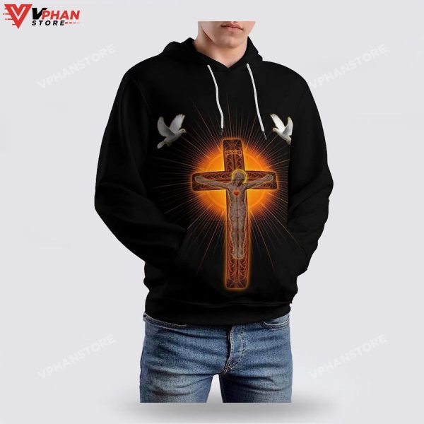 Jesus On The Cross Dove Christian Gift Ideas Religious Hoodie