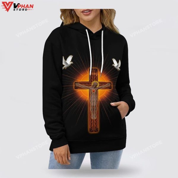 Jesus On The Cross Dove Christian Gift Ideas Religious Hoodie