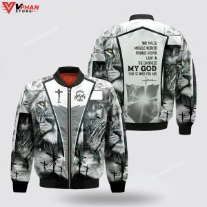 Jesus On The Cross With Lion Bomber Jacket 1