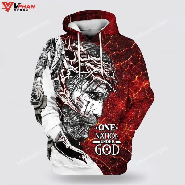 Jesus One Nation Under God 3d Hoodies For Women Men