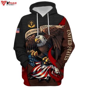 Jesus One Nation Under God American Flag Hoodie 1