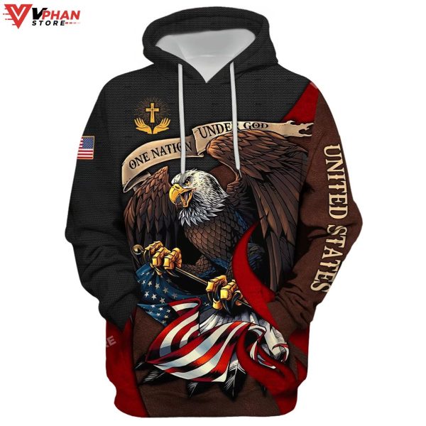 Jesus One Nation Under God American Flag Hoodie