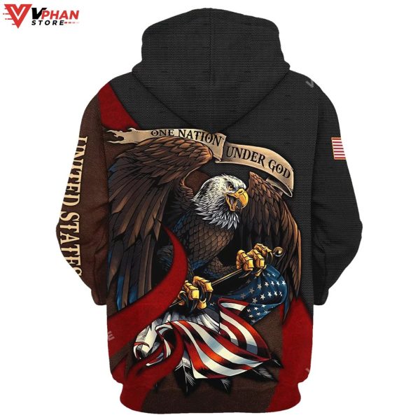 Jesus One Nation Under God American Flag Hoodie