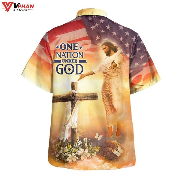 Jesus Open Arms Easter One Nation Under God Tropical Hawaiian Shirt