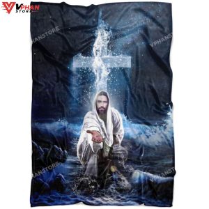 Jesus Outstretched Hands Saves Christian Gift Ideas Bible Verse Blanket 1