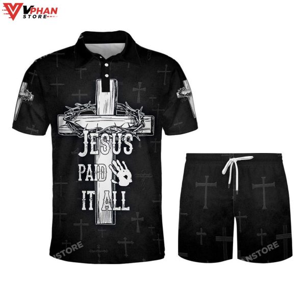Jesus Paid It All Cross Religious Easter Gifts Christian Polo Shirt & Shorts