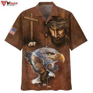 Jesus Patriotic Eagle Tropical Outfit Christian Gift Ideas Hawaiian Shirt 1