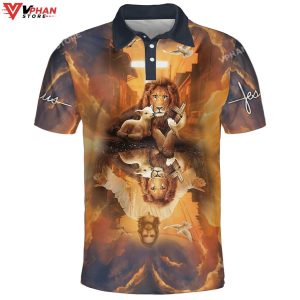 Jesus Picture And Lion Dove Religious Gifts Christian Polo Shirt Shorts 1