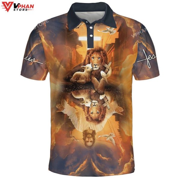 Jesus Picture And Lion Dove Religious Gifts Christian Polo Shirt & Shorts