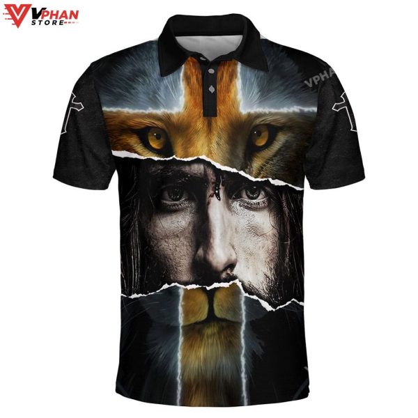 Jesus Picture And Lion Religious Easter Gifts Christian Polo Shirt & Shorts
