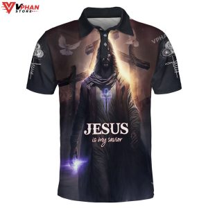 Jesus Picture Is My Savior Religious Gifts Christian Polo Shirt Shorts 1
