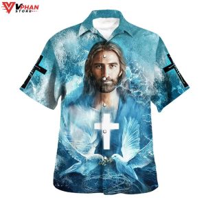 Jesus Pigeon Cross Tropical Outfit Christian Gift Ideas Hawaiian Shirt 1