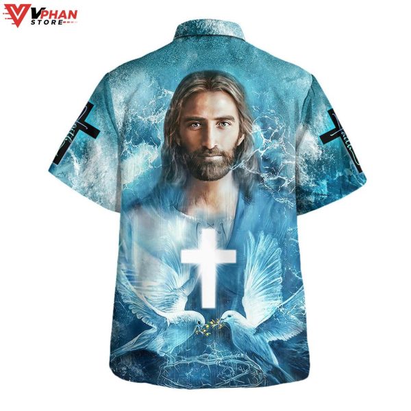 Jesus Pigeon Cross Tropical Outfit Christian Gift Ideas Hawaiian Shirt