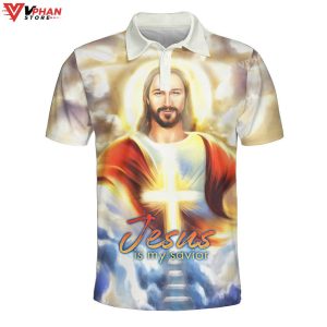 Jesus Potrait Is My Savior Religious Gifts Christian Polo Shirt Shorts 1