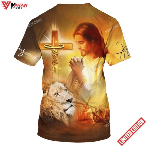 Jesus Pray And The Lion 3d All Over Print Shirt