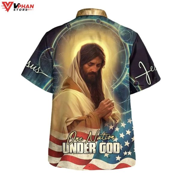 Jesus Pray One Nation Under God Tropical Outfit Religious Hawaiian Shirt