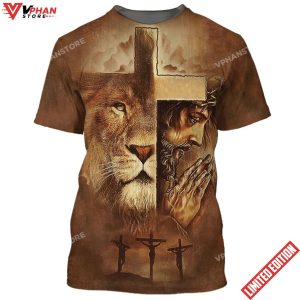 Jesus Prayer Lion Of Judah Cross 3d Shirt 1