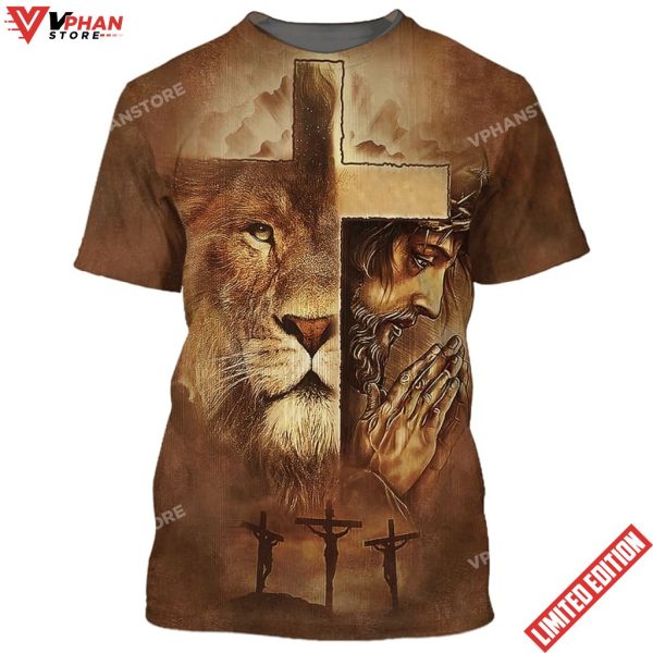 Jesus Prayer Lion Of Judah Cross 3d Shirt