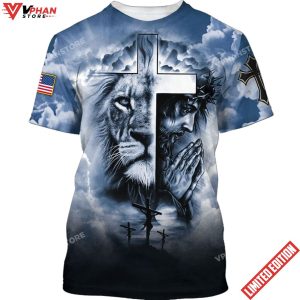 Jesus Prayer The Lion Of Judah Cross 3d Shirt 1