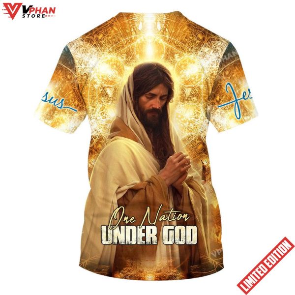 Jesus Praying One Nation Under God 3d All Over Print Shirt