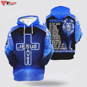 Jesus Save The Lion Blue 3d Hoodies For Women Men 1