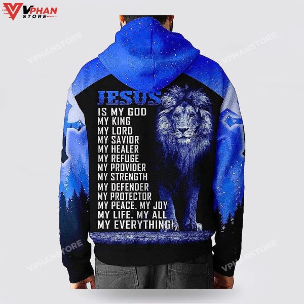 Jesus Save The Lion Blue 3d Hoodies For Women Men