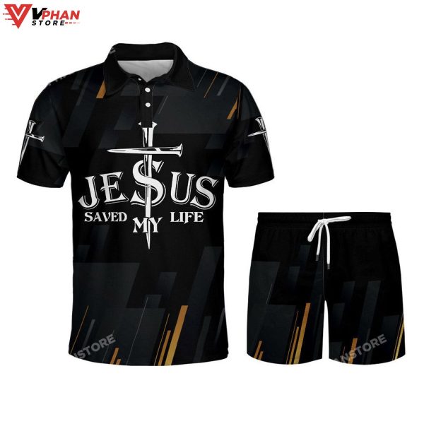Jesus Saved My Life Cross Easter Gifts Christian Polo Shirt & Shorts