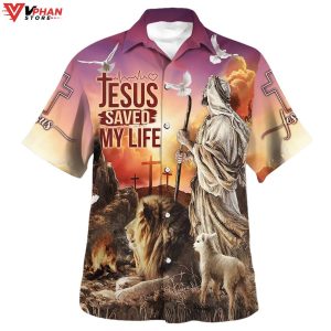 Jesus Saved My Life With The Lamb And Lion Christian Hawaiian Shirt 1