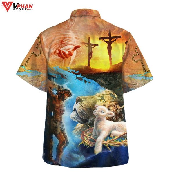 Jesus Saves Lion And Lamb Christian Gift Hawaiian Summer Shirt