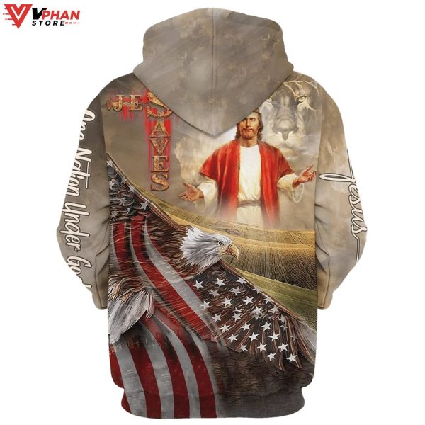 Jesus Saves One Nation Under God Men & Women Christian Hoodie