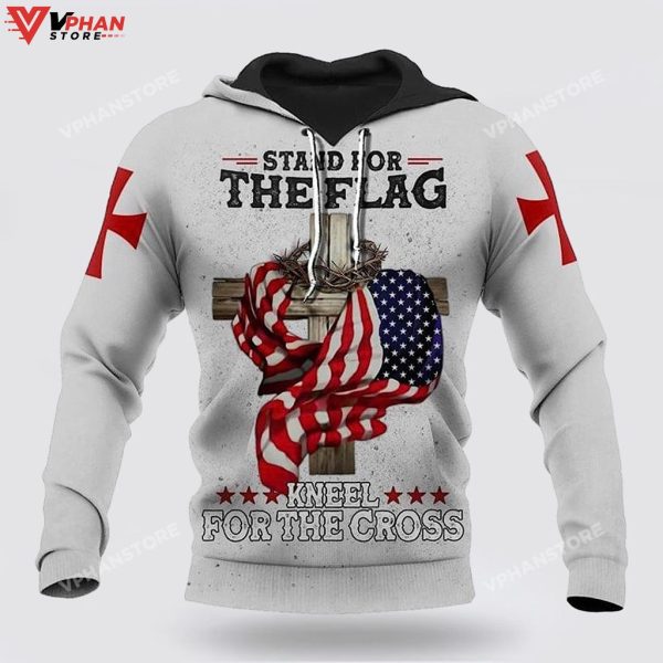 Jesus Stand For The Flag Kneel For The Cross Religious Easter Gifts Hoodie