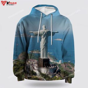 Jesus Statue Religious Easter Gifts Christian Hoodie 1