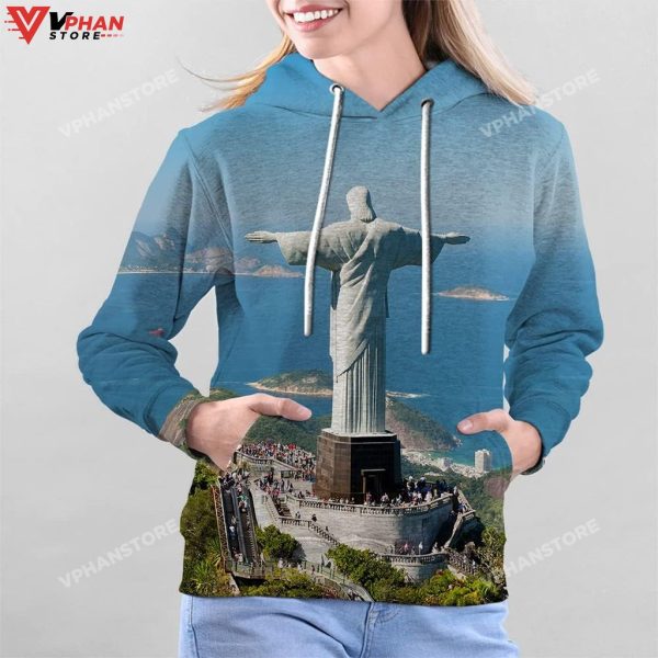 Jesus Statue Religious Easter Gifts Christian Hoodie