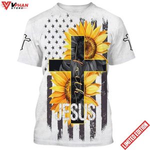 Jesus Sunflower Cross 3d Christian Shirt For Men Women 1