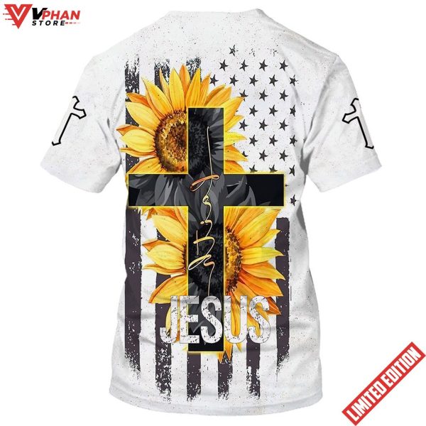 Jesus Sunflower Cross 3d Christian Shirt For Men Women