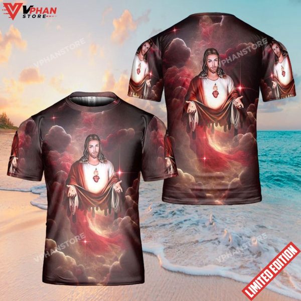 Jesus Take My Hand Red Cloud Galaxy 3D Shirt