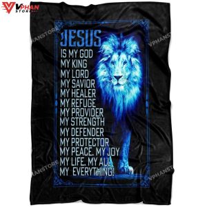 Jesus The Lion Of Judah Is My God Christian Gift Ideas Bible Verse Blanket 1