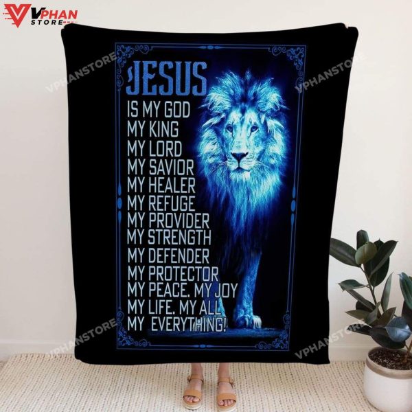 Jesus The Lion Of Judah Is My God Christian Gift Ideas Bible Verse Blanket